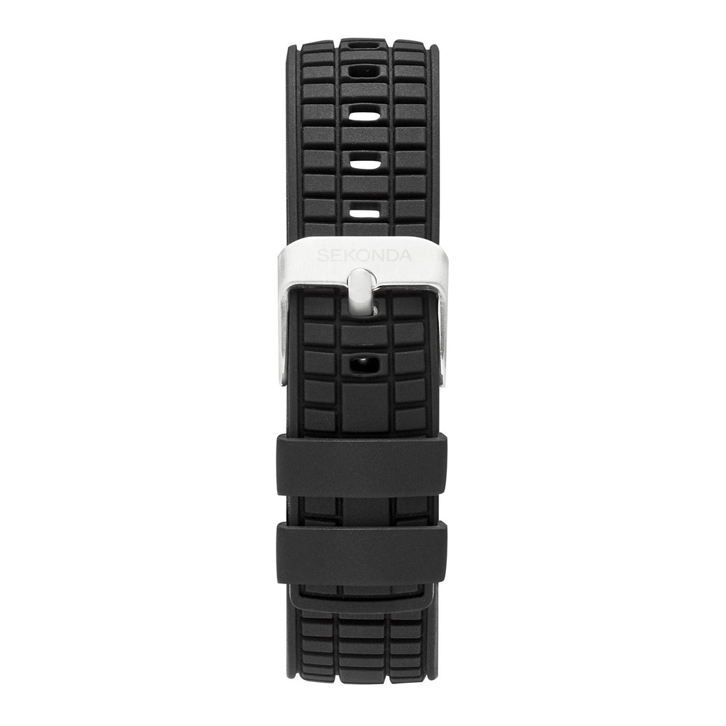 Sekonda Mens Octaire Black Dial Black Rubber 40mm Watch