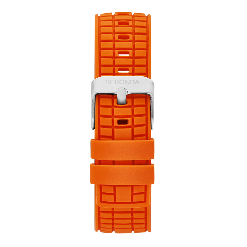 Sekonda Mens Octaire Black Dial Orange Rubber 40mm Watch