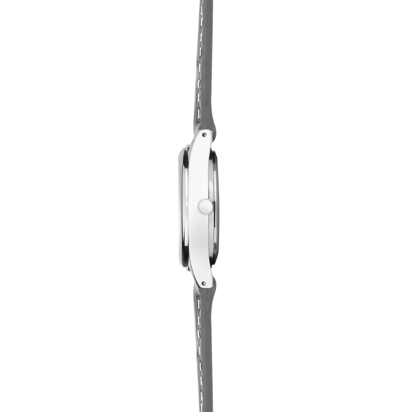 Women's Grey Leather Watch White Dial 25mm