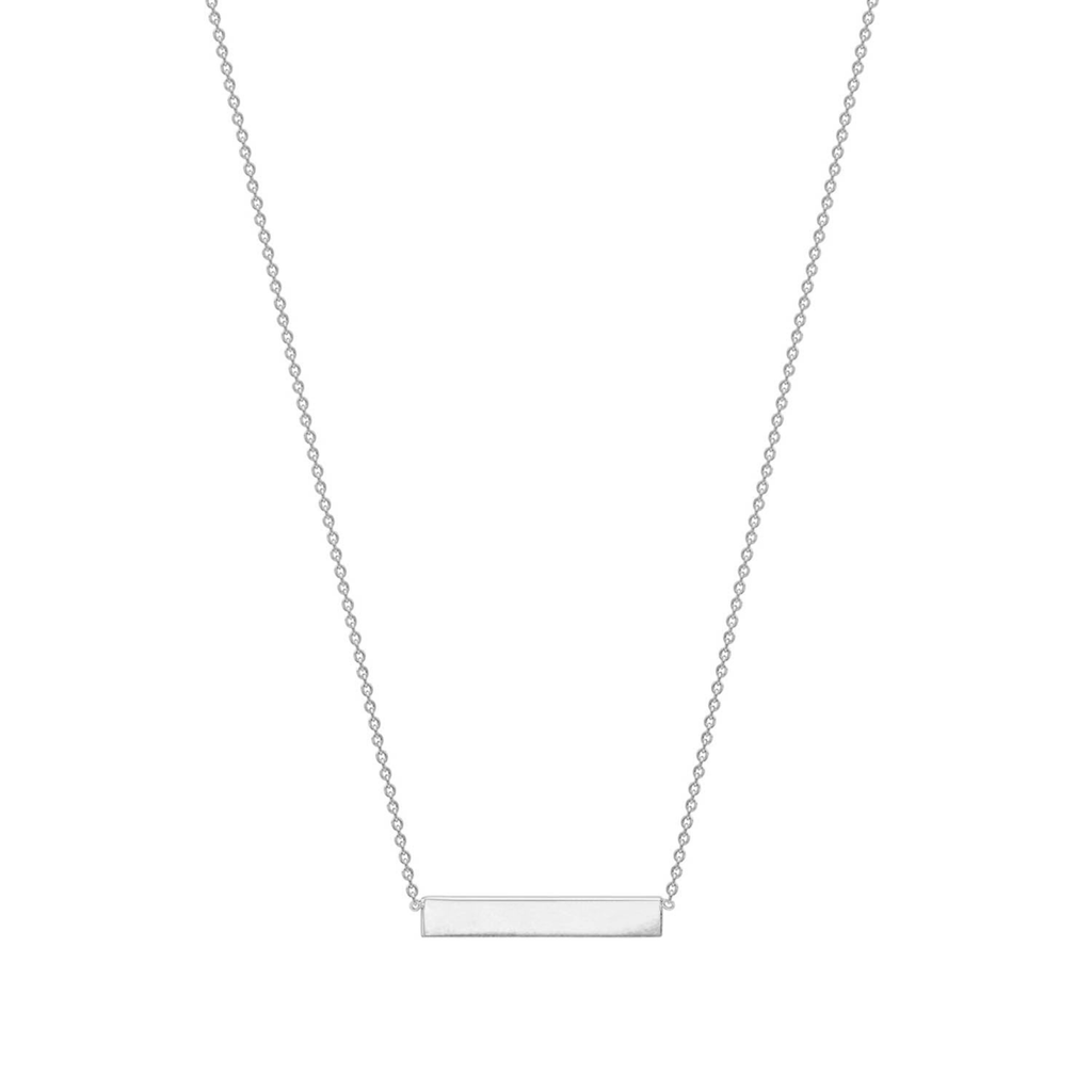 9K White Gold Solid Horizontal Bar Necklace 41+2cm