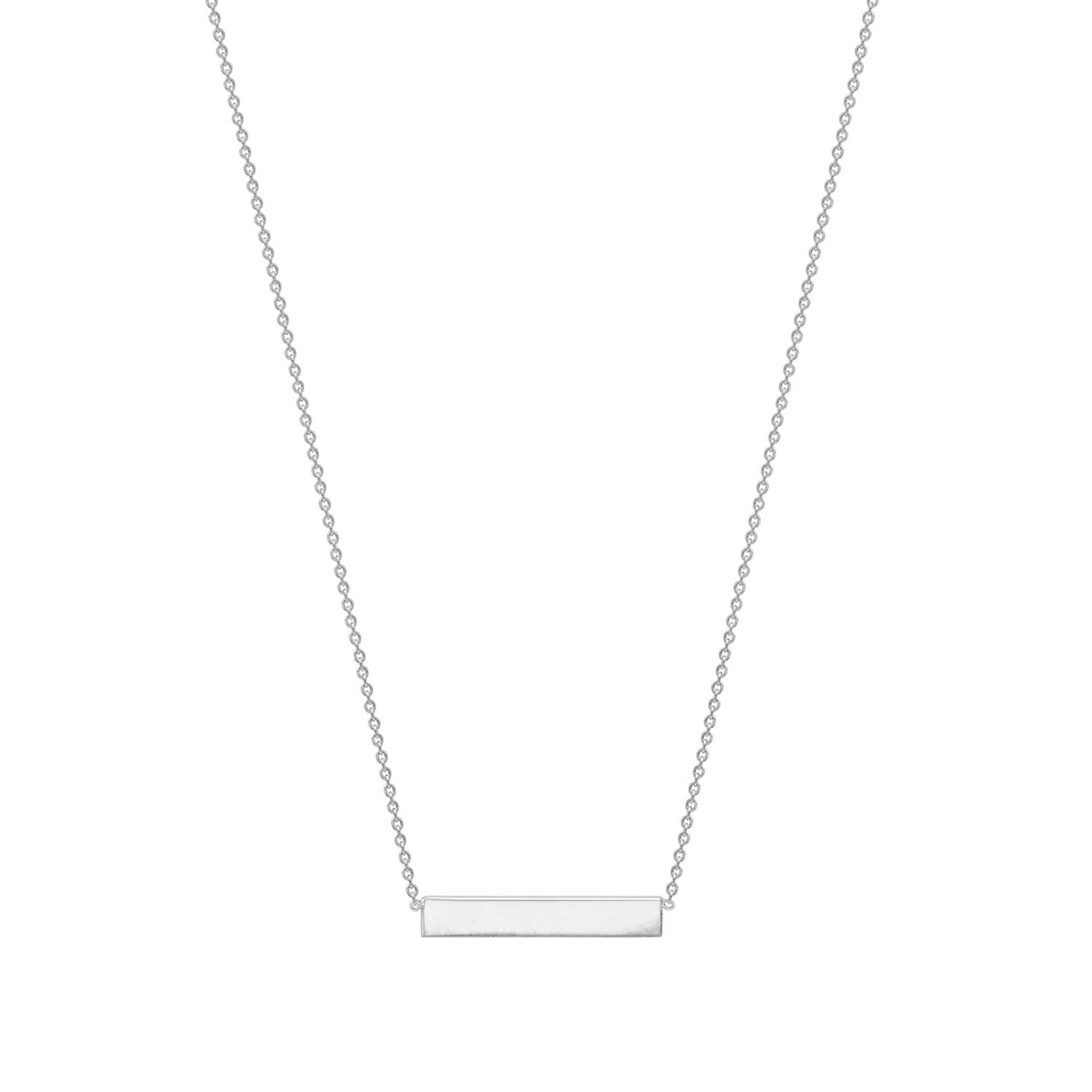 9K White Gold Solid Horizontal Bar Necklace 41+2cm